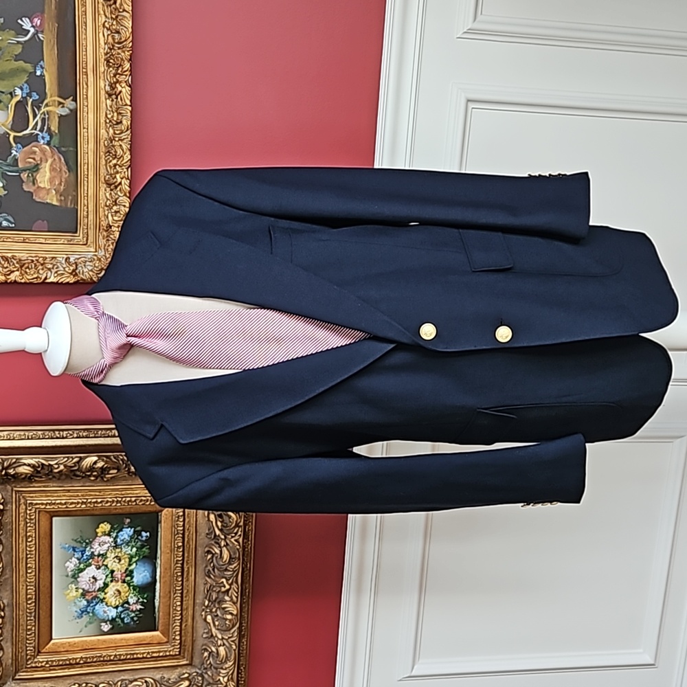 Stanley Blacker Sport Coat Blazer Navy 42R Classic GQ Style Executive